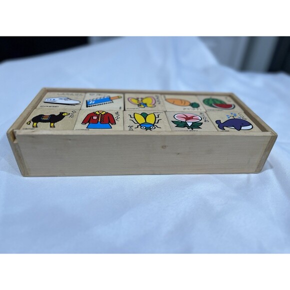 Educational  Wooden Blocks Japanese Hiragana with pictures Toy - Picture 2 of 6